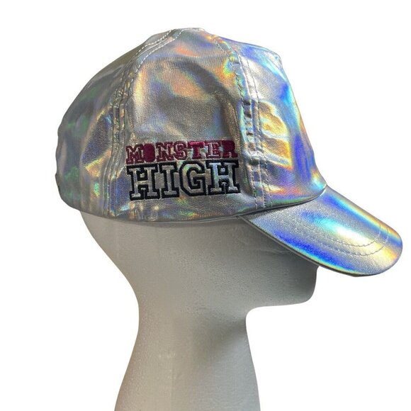 MONSTER HIGH Girls Shiny Silver Cap Logo Skull One Size (4-16) Adjustable NEW - Picture 2 of 13